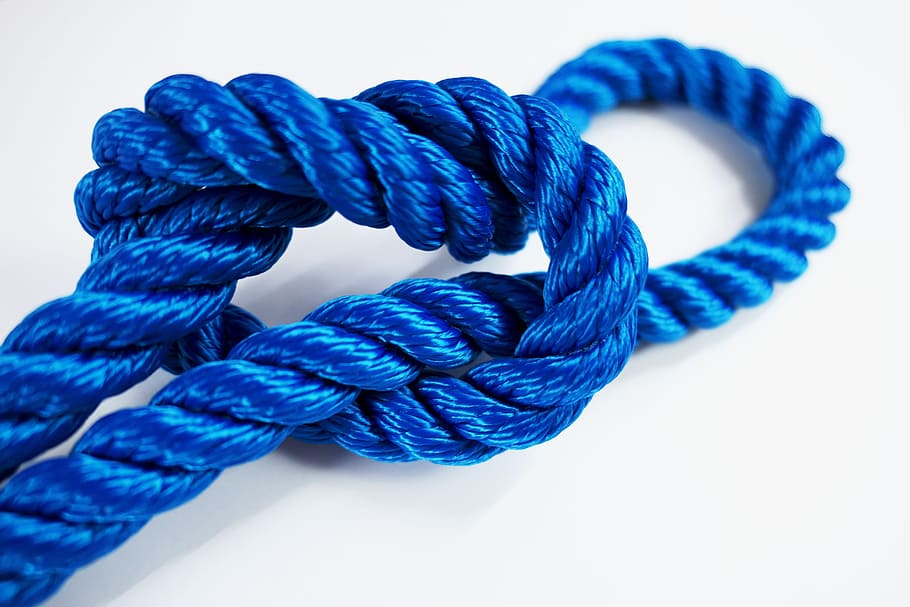 blue rope knot, knot, fixing, containing, rope, dew, knitting, detention, woven, knotted