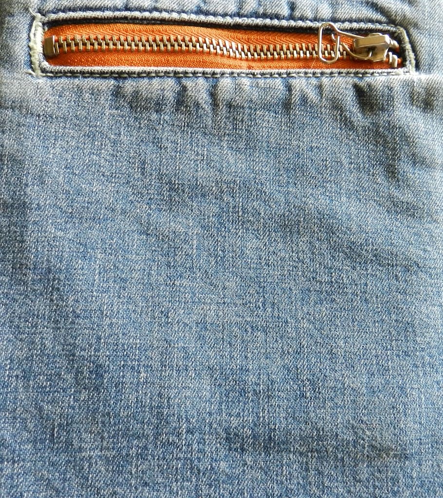 jeans, tecido, zíper, azul, roupas, textura, moda, plano de fundo, têxtil, bolso