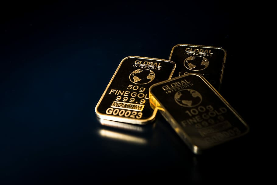 tres, 50 g, bien, dinero, lingotes de oro, tienda, el oro es dinero, tienda de oro, oro, negocios