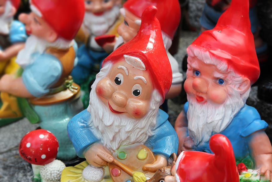 koleksi patung gnome, katai, gnome, souvenir, lucu, ornamen, taman gnome, rumput gnome, merah, representasi