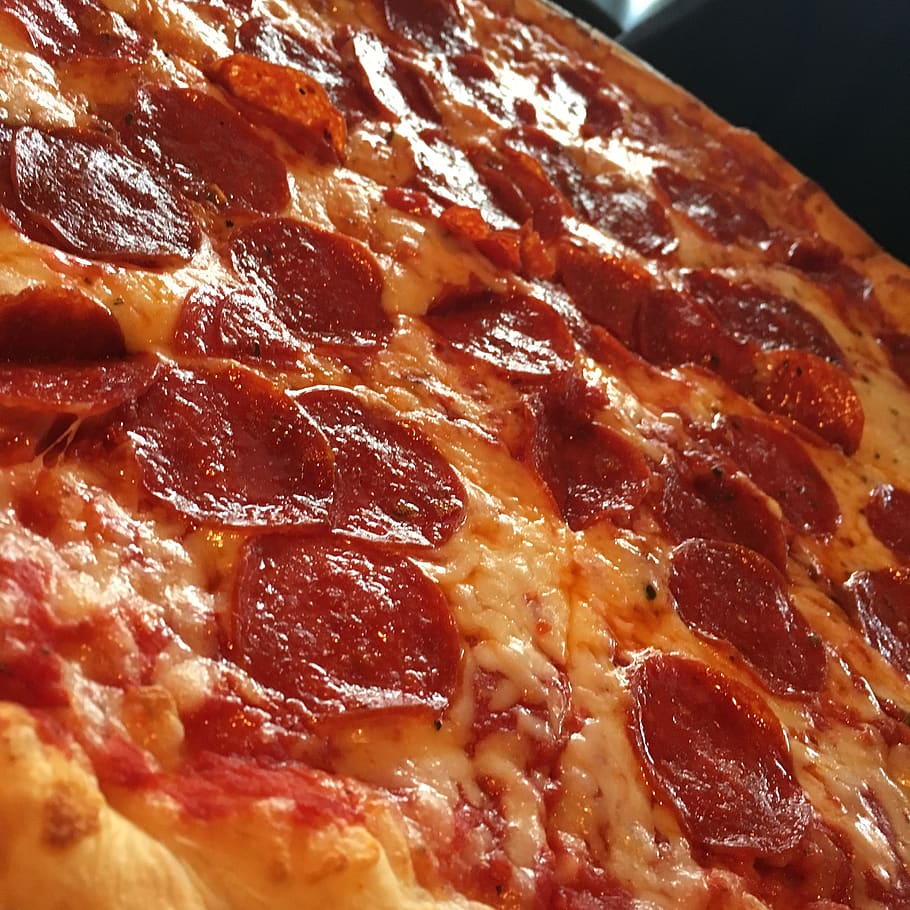 pizza, pepperoni, cheese, italian, meal, delicious, dinner, food, sauce, vegetable