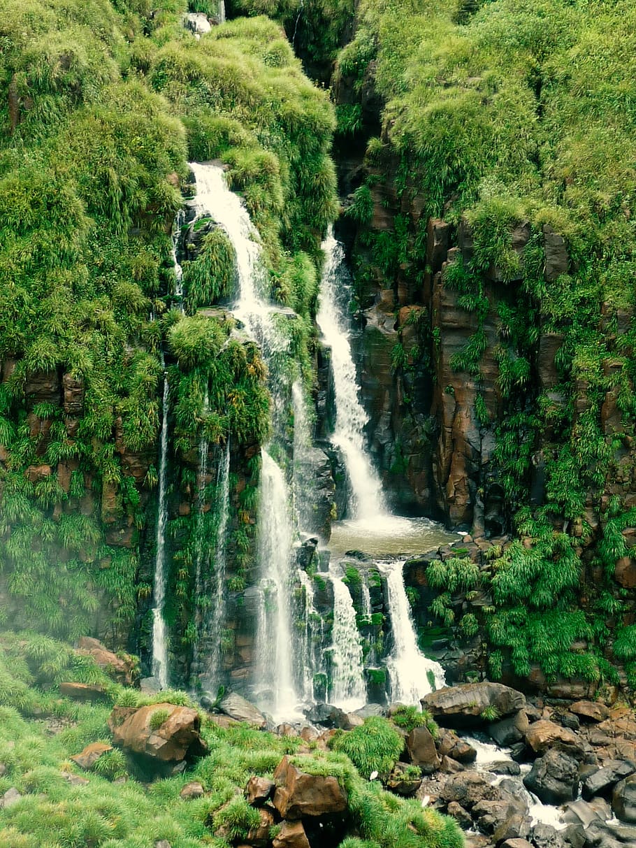 iguazu, air terjun, riam, Brazil, Taman Nasional, alam, sungai, lumut, atap, gaib