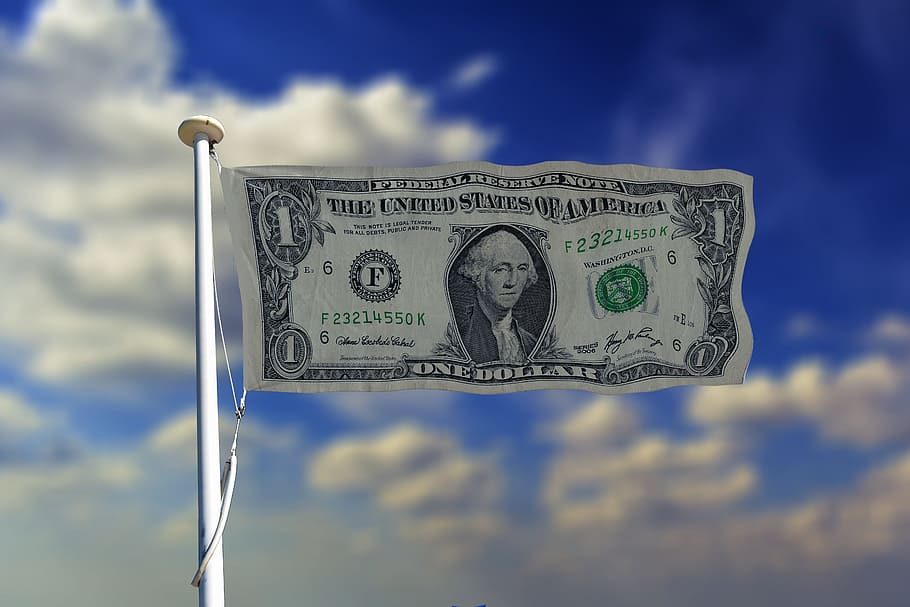 Foto, 1 nosotros, nosotros, dólar billete bandera, banner, encabezado, Estados Unidos, bandera, dólar, moneda
