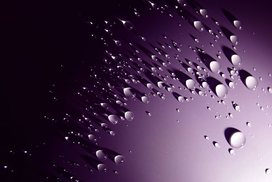 Fotografía macro, agua, gotas, soltar, púrpura, sombra, luz, sombrío, contraste, bola