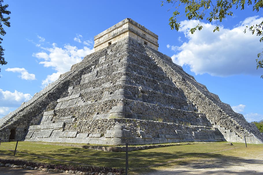 chichen itza, méxico, yucatán, pirâmides, maia, mexicano, fim de semana, sol, azul, cultura