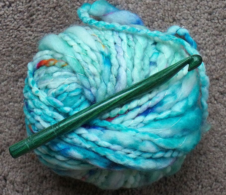 Yarn, Variegated, Crochet, Craft, bulky, handmade, fiber arts, blue, turquoise, colorful