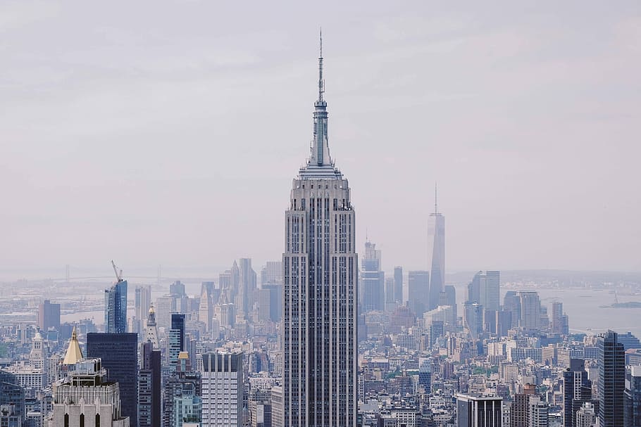 Gedung Empire State, New York City, pencakar langit, cityscape, Skyline urban, manhattan - New York City, kota, Scene perkotaan, arsitektur, uSA