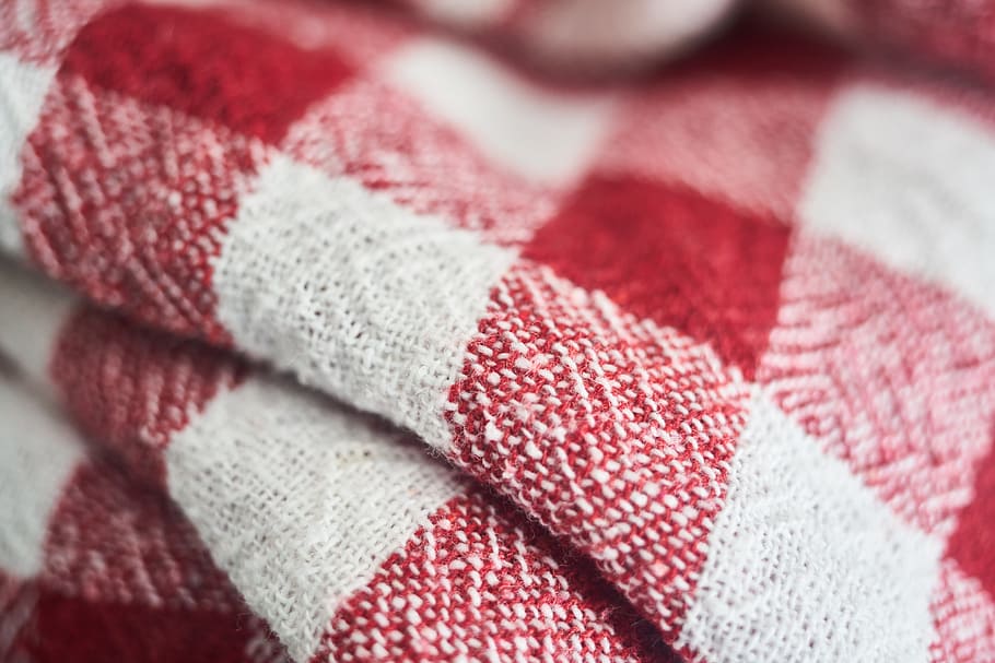 cover, plaid, red, pattern, towel, fabric, textile, soft, white, perforated