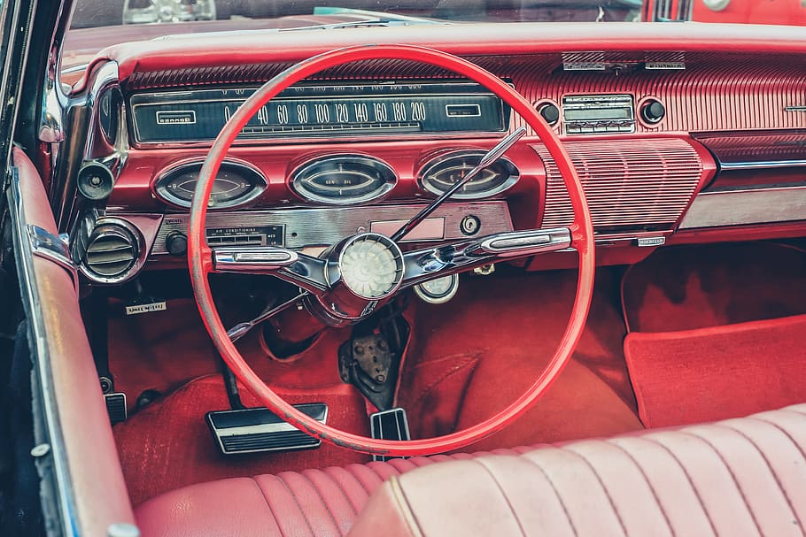 american, classic, steering, auto, retro, vehicle, interior, oldtimer, old, dashboard
