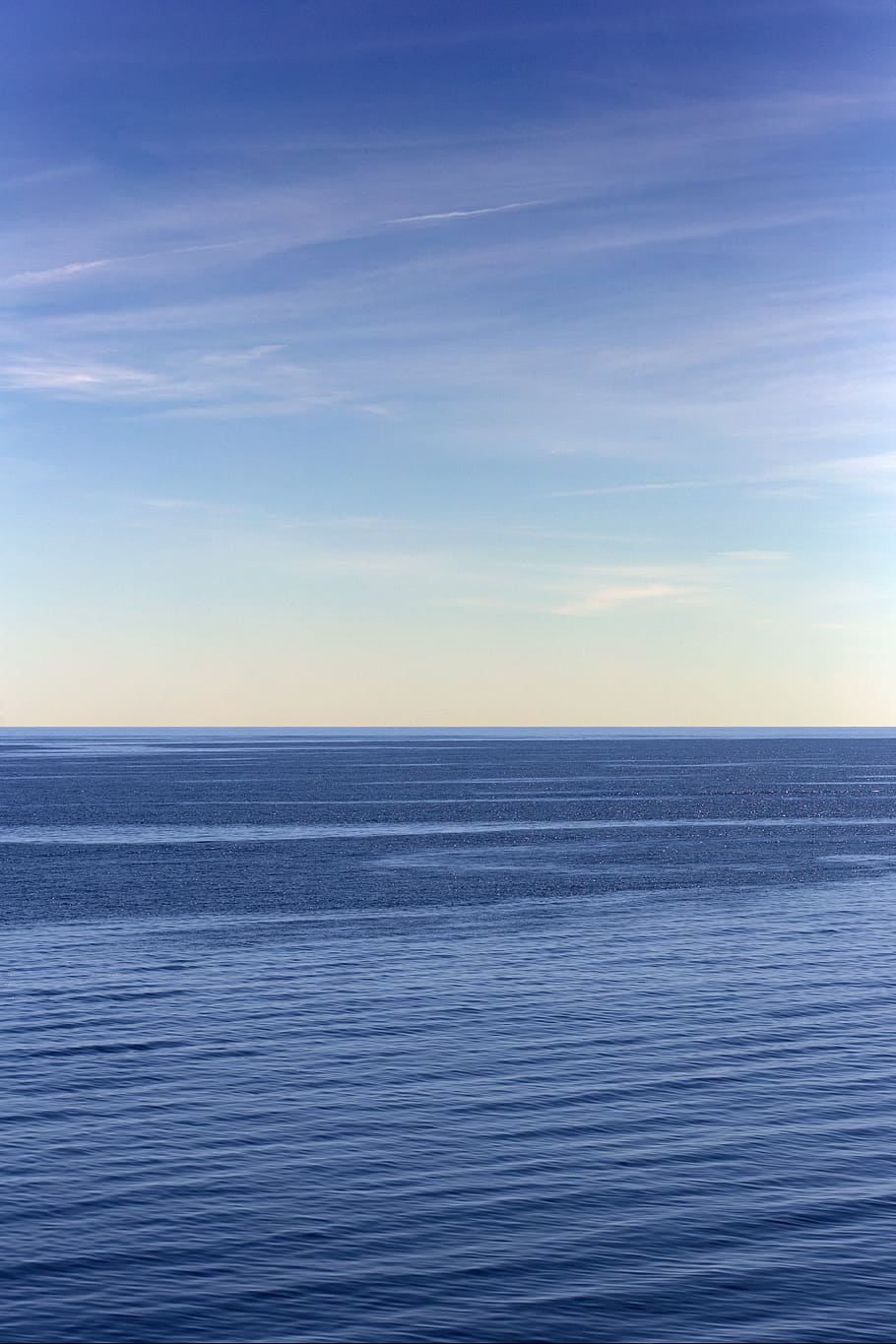 água, horizonte, céu, nuvens, oceano, mar, azul, natureza, plano de fundo, calma