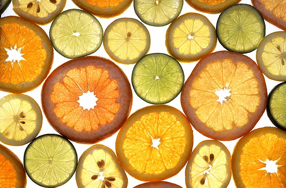 ilustración de fruta en rodajas, cítricos, naranjas, lima, limones, discos, en rodajas, vitaminas, saludable, fruta