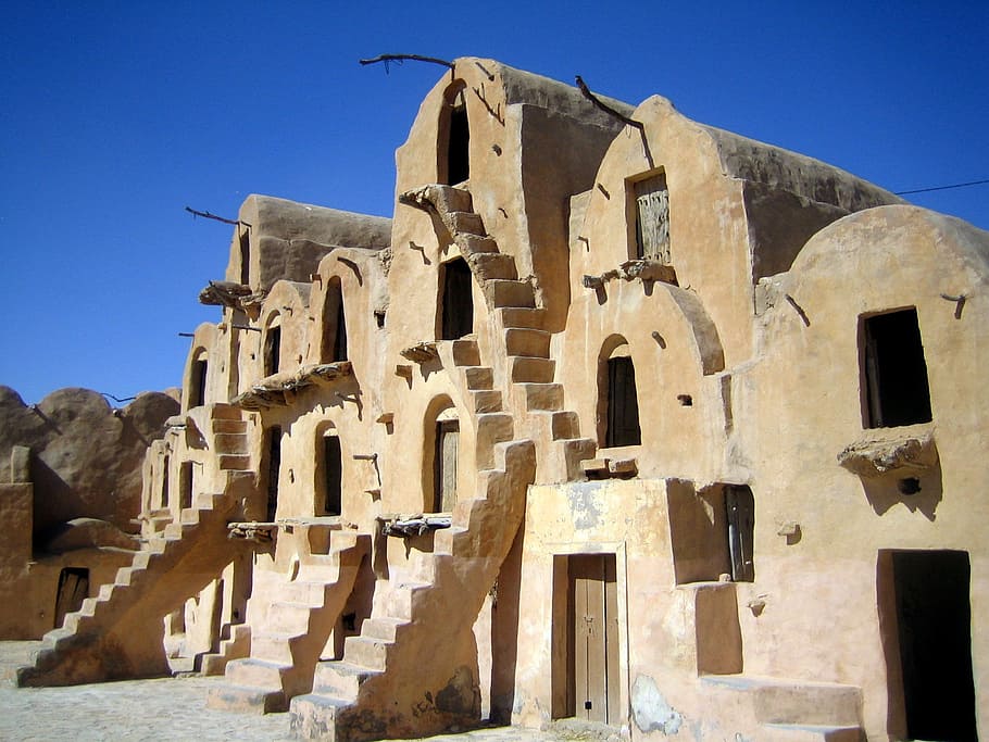 Ksar Ouled Soltane, arsitektur, fotografi, rumah, struktur yang dibangun, langit, sejarah, masa lalu, langit cerah, kuno