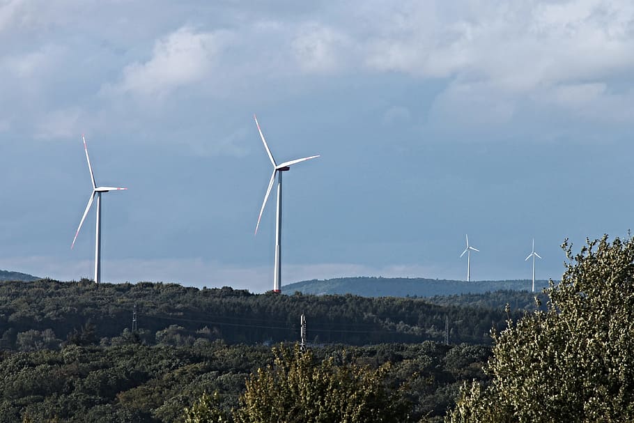 windräder, energía eólica, energía, cielo, medio ambiente, viento, azul, nubes, tecnología ambiental, energía renovable