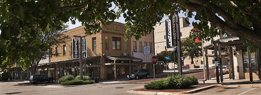 atracción turística del centro, esquivar, ciudad, centro de la ciudad, atracción turística, Dodge City, Kansas, Dodge Photo, hojas, dominio público
