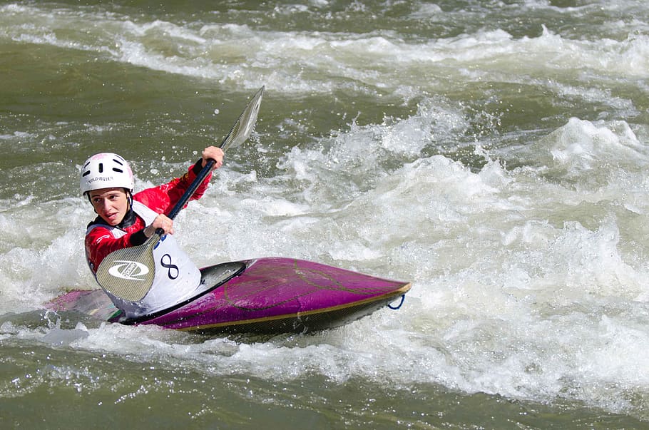 Sport, Water, Sports, Kayak, water sports, one person, adventure, helmet, oar, river