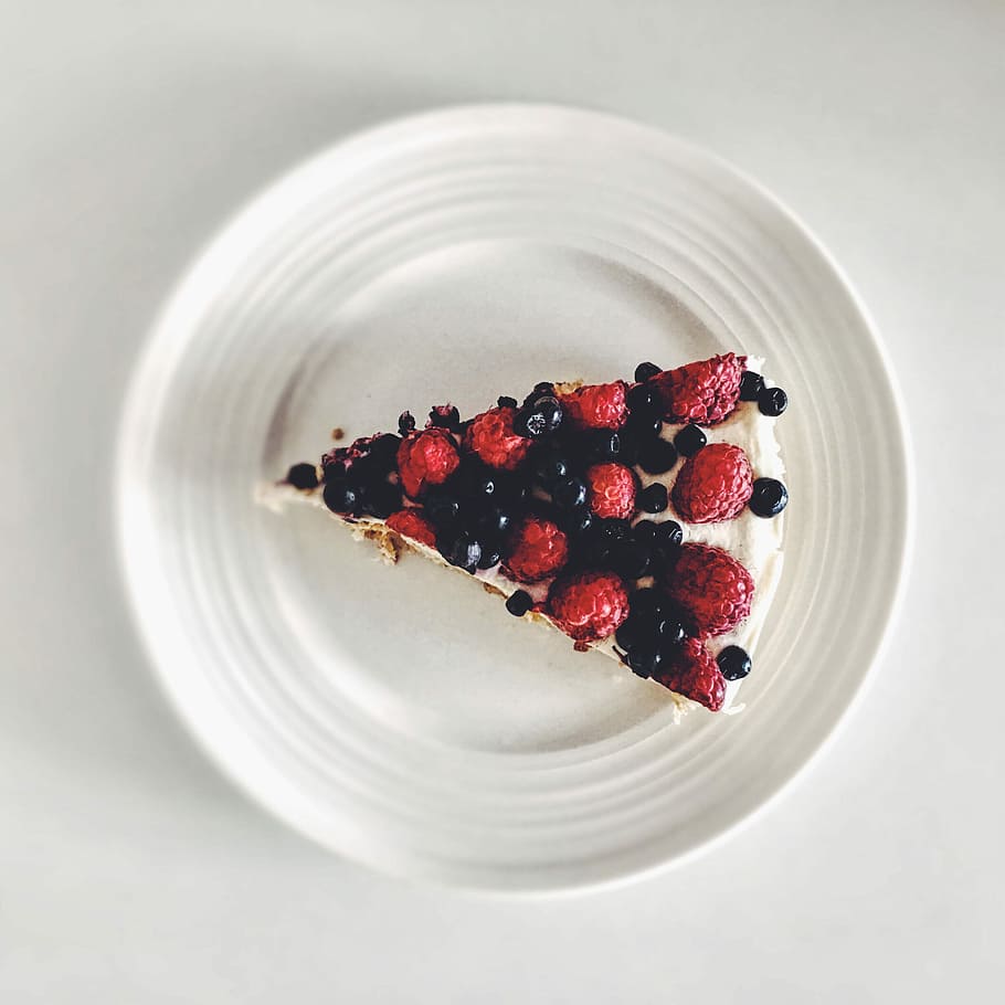 blackberry, &, raspberry, kue, amp, makanan, makanan dan minuman, merah, close-up, putih