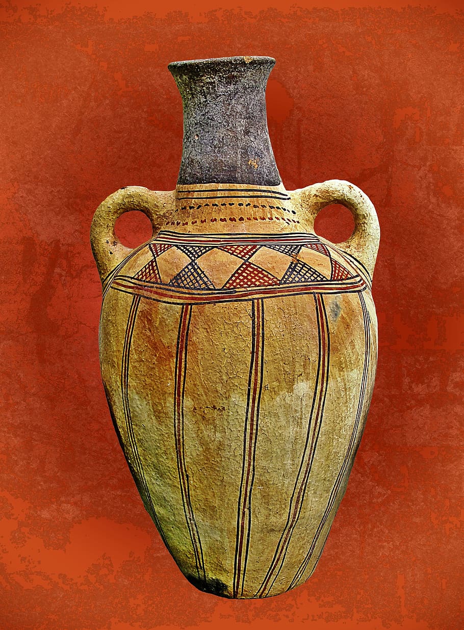 vase, amphora, ceramic pot, old, cultures, jug, old-fashioned, pottery, still life, indoors