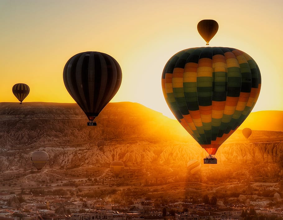 cappadocia, balloon, solar, landscape, sunrise, nature, turkey, mountain, adventure, the famous