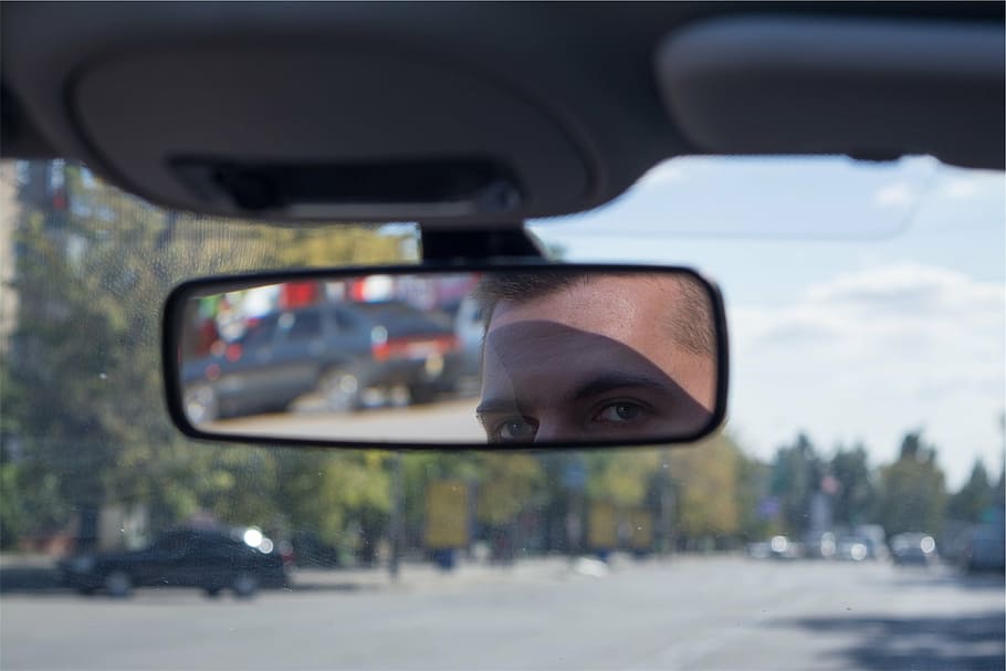 reflection, man face, vehicle, rear, view mirror, black, car, view, mirror, rearview mirror | Pxfuel