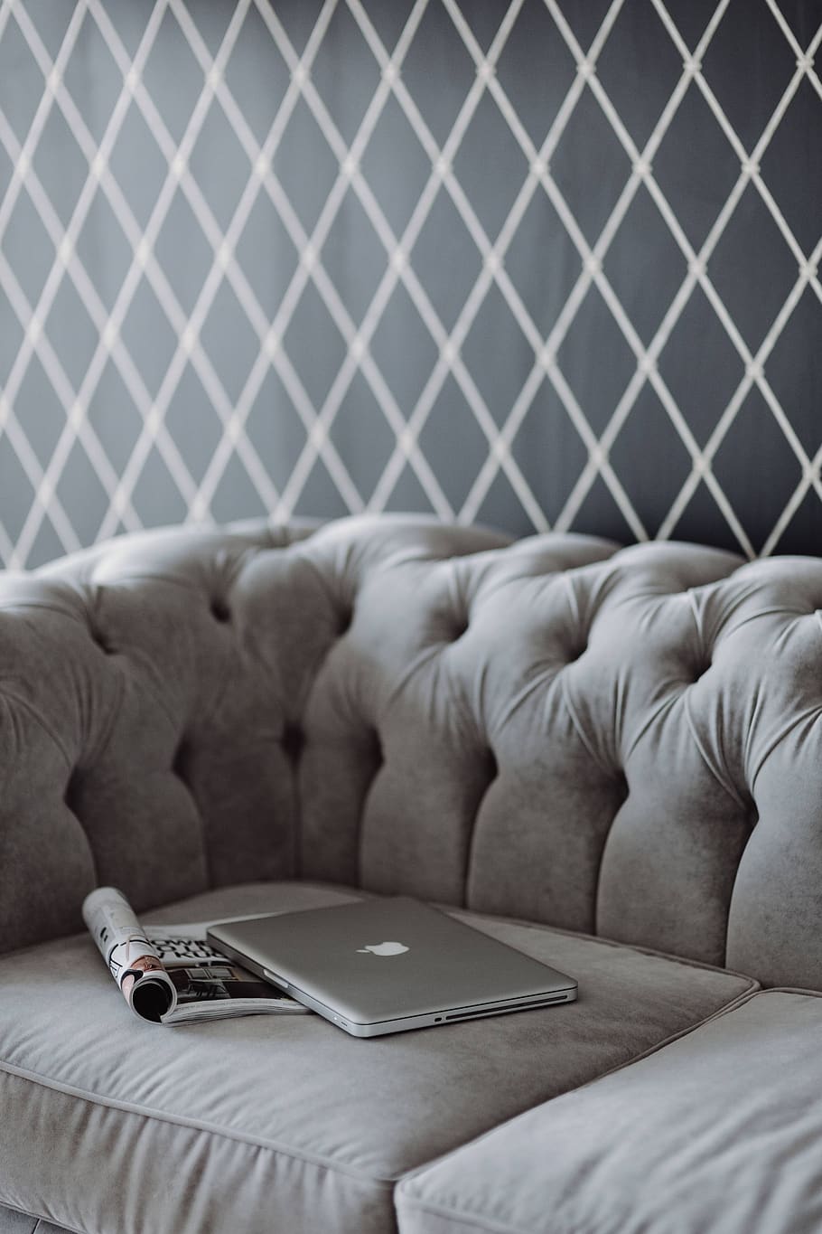 sofa, furniture, grey, style, couch, fancy, settee, Elegant, laptop, iPhone