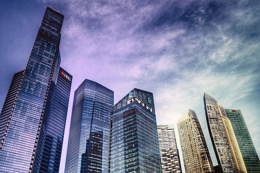 파노라마 건물, 낮 시간, 싱가포르, hdr, 마리나 베이 금융 센터, 지평선, 건물, 금융 지구, 마천루, 건축물