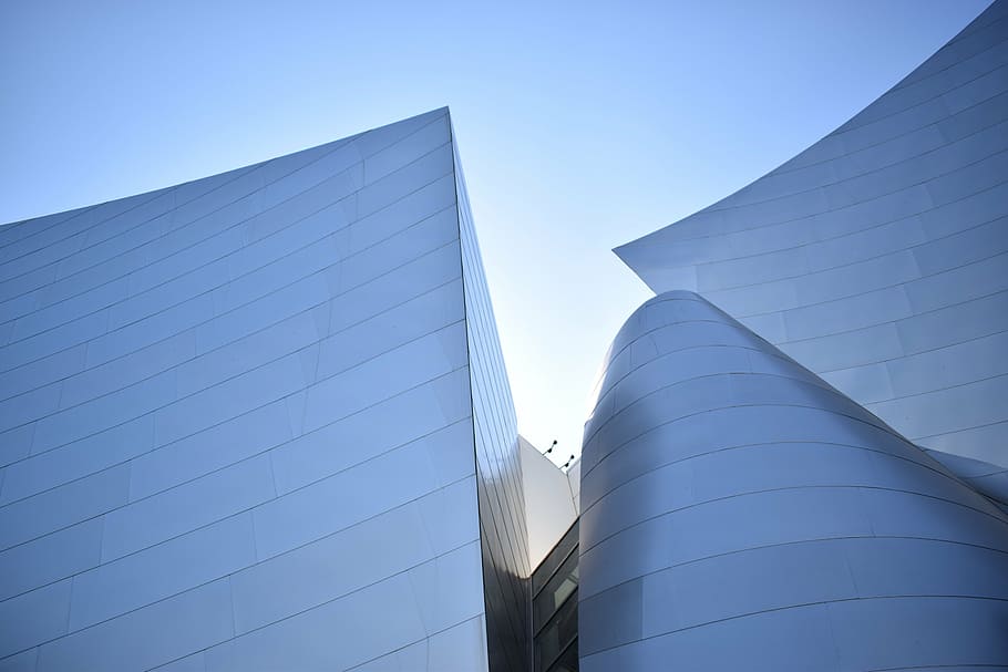 aerial, photography, white, high-rise, building, disney concert hall, usa, concert, hall, america