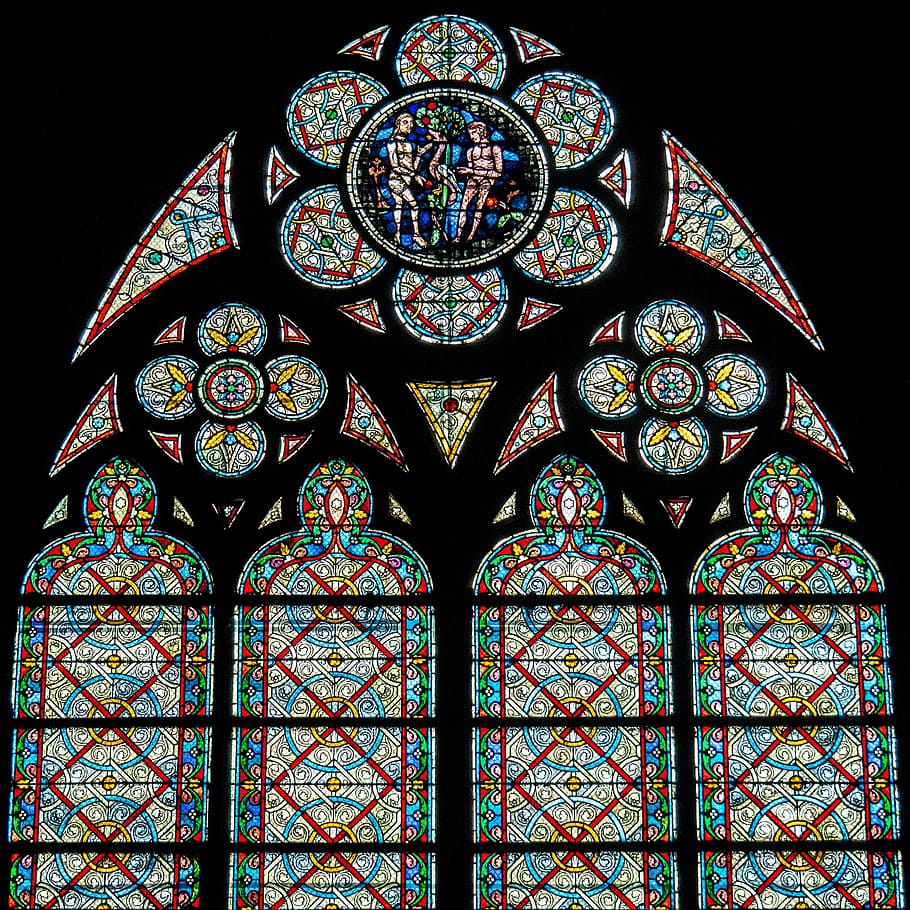 ステンドグラスの窓, ロゼット, ルーブル, 大聖堂, 建築, 教会, ガラス, 色, 光, ビュー