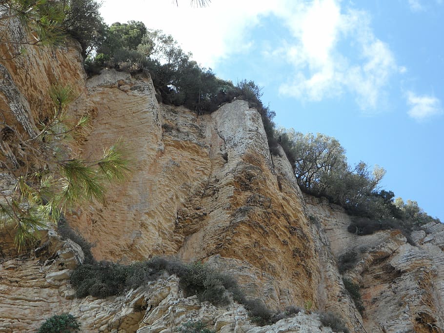 pared de roca, mallorca, acantilados, roca, empinada, piedra, pared, montañas, paisaje, caminata