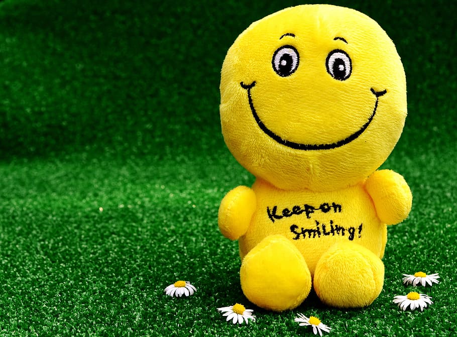 yellow, plush, toy, Smiley, Laugh, Emoticon, happy, funny, emotion, cute
