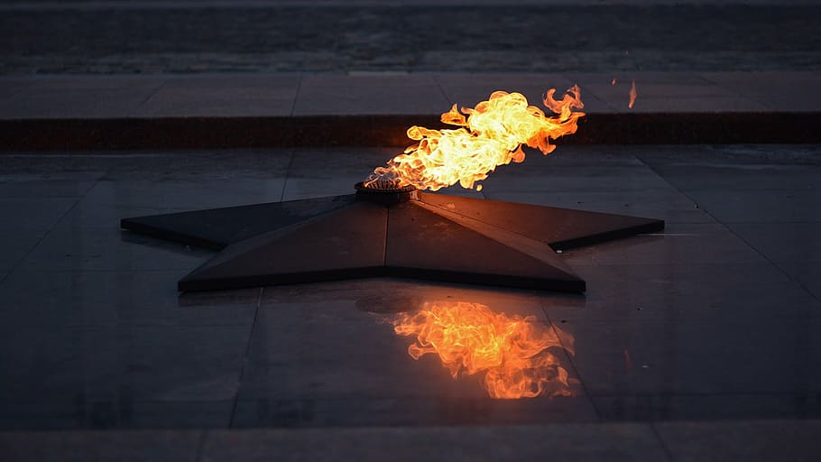 star fire decor, victory day, victory, 9maâ, may 9, the eternal flame, moscow, memory, flame, burning
