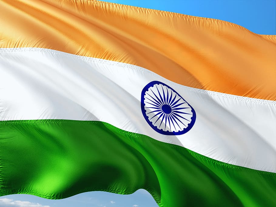 인도의 국기, 국제, 국기, 인도, 녹색, 다색, 환경, 아니 사람, 자연, 근접