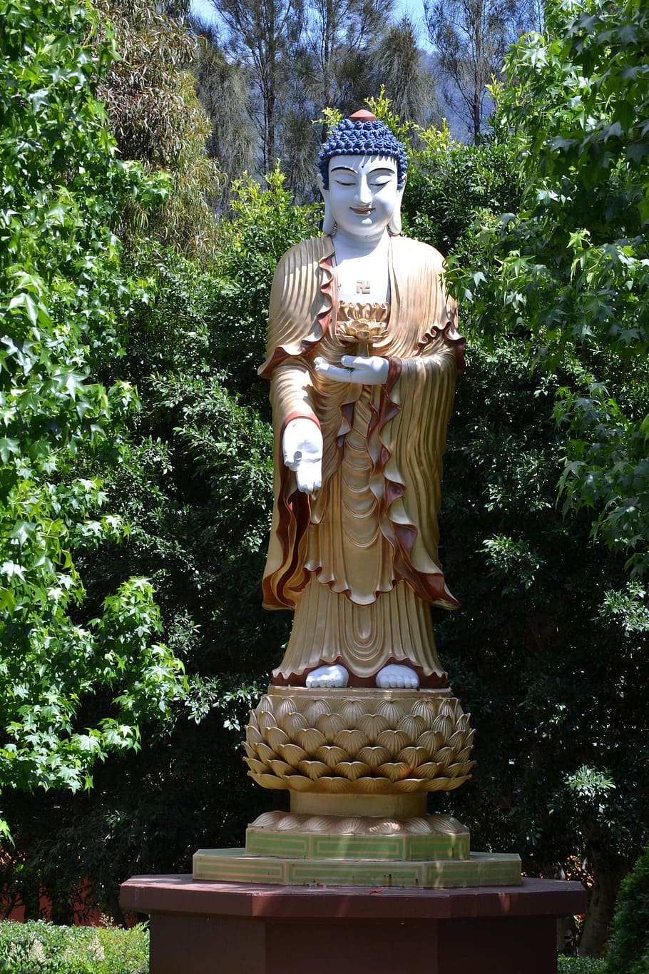 Buda, budismo, religión, cultura, estatua, grande, aparcamiento, escultura, representación, planta