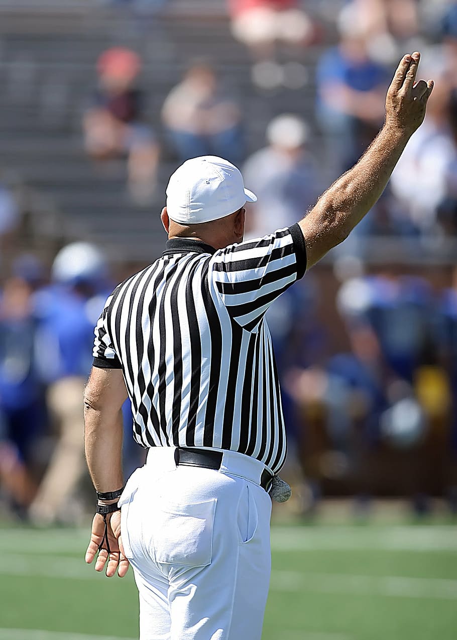 football, american football, referee, signal, ruling, football game, ref, man, rule, competition