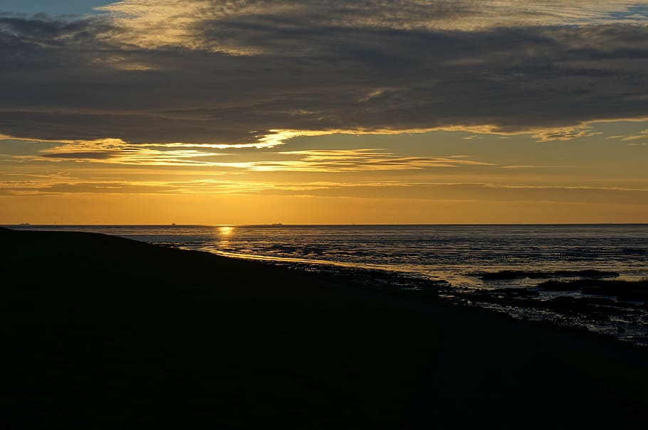 sunrise, wad, terschelling, evening, clouds, atmosphere, horizon, picturesque sunset, sunset, sea