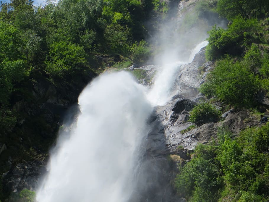 waterfall, flow, murmur, plunge, water, nature, waters, partschins, snow melt, bach