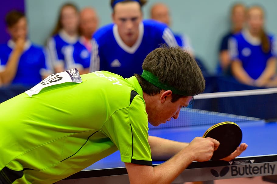 table tennis player, leaning, table tennis, ping pong, sport, game, ping-pong, fitness, men, group of people