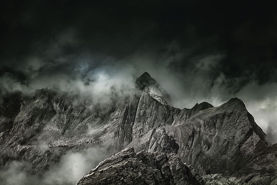 grayscale photo, rock formation, säntis, switzerland, swiss alps, switzerland säntis, mountains, appenzell, panorama, rock