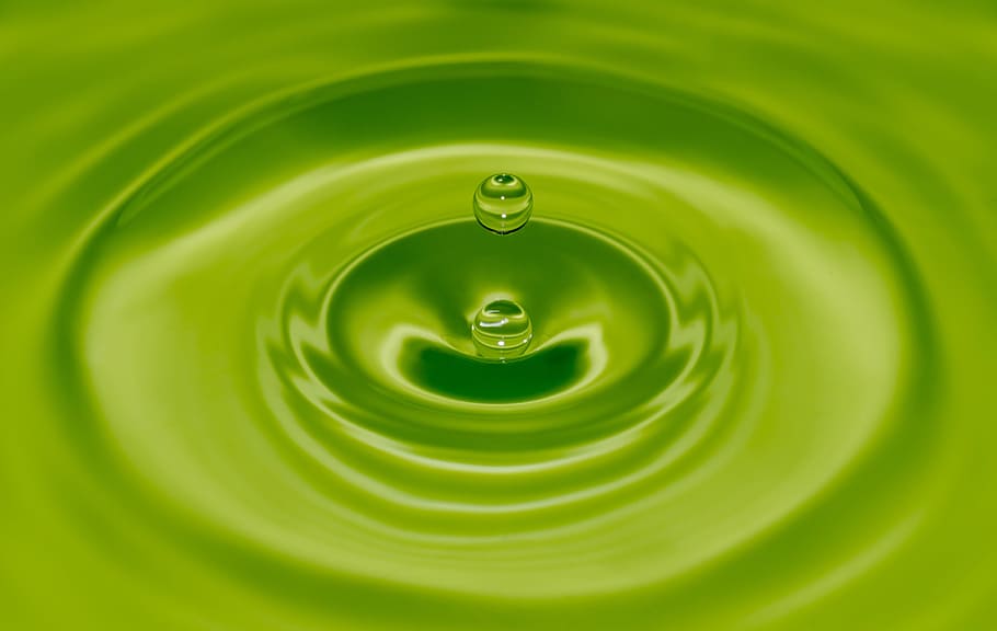 water drop illustration, water, drop, green, close up, macro, circles, wet, liquid, splash