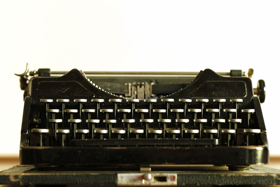 vintage, preto, máquina de escrever, marrom, topo, escritor, velho, tipo, nostalgia, estilo