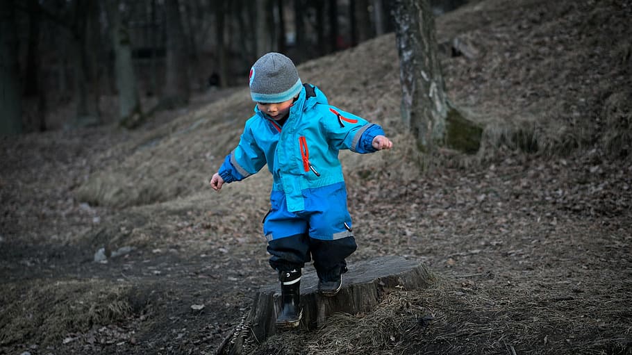 boy, walking, forest, son, toddler, child, young, kid, childhood, playing