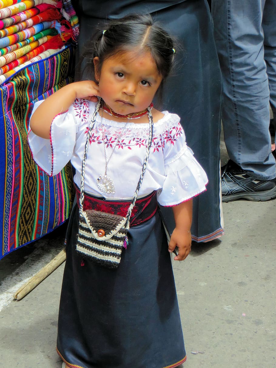 ecuador, child, peasant, ethnic, costume, traditional, childhood, real people, front view, girls