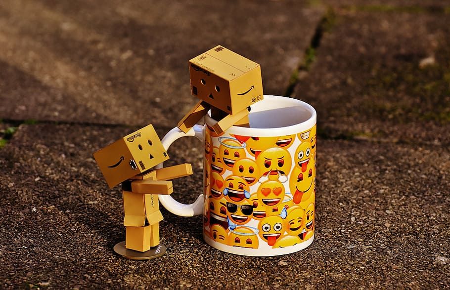 danbo, figures, cup, coffee cup, together, for two, funny, friendship, cute, gifts
