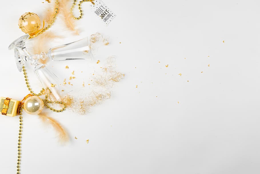 New Years eve, new year, background, white, white background, copy, copy  space, copyspace, flatlay, gold | Pxfuel