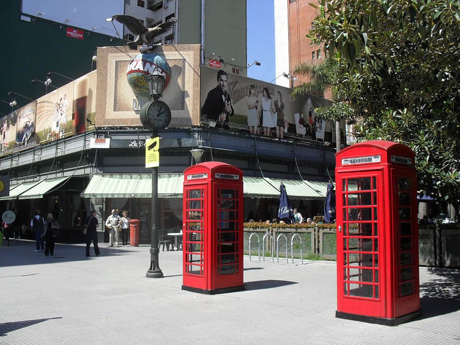 cabine telefônica, vermelho, telefone, praça, cartão postal, praça pública, argentina, comunicação, arquitetura, exterior do edifício