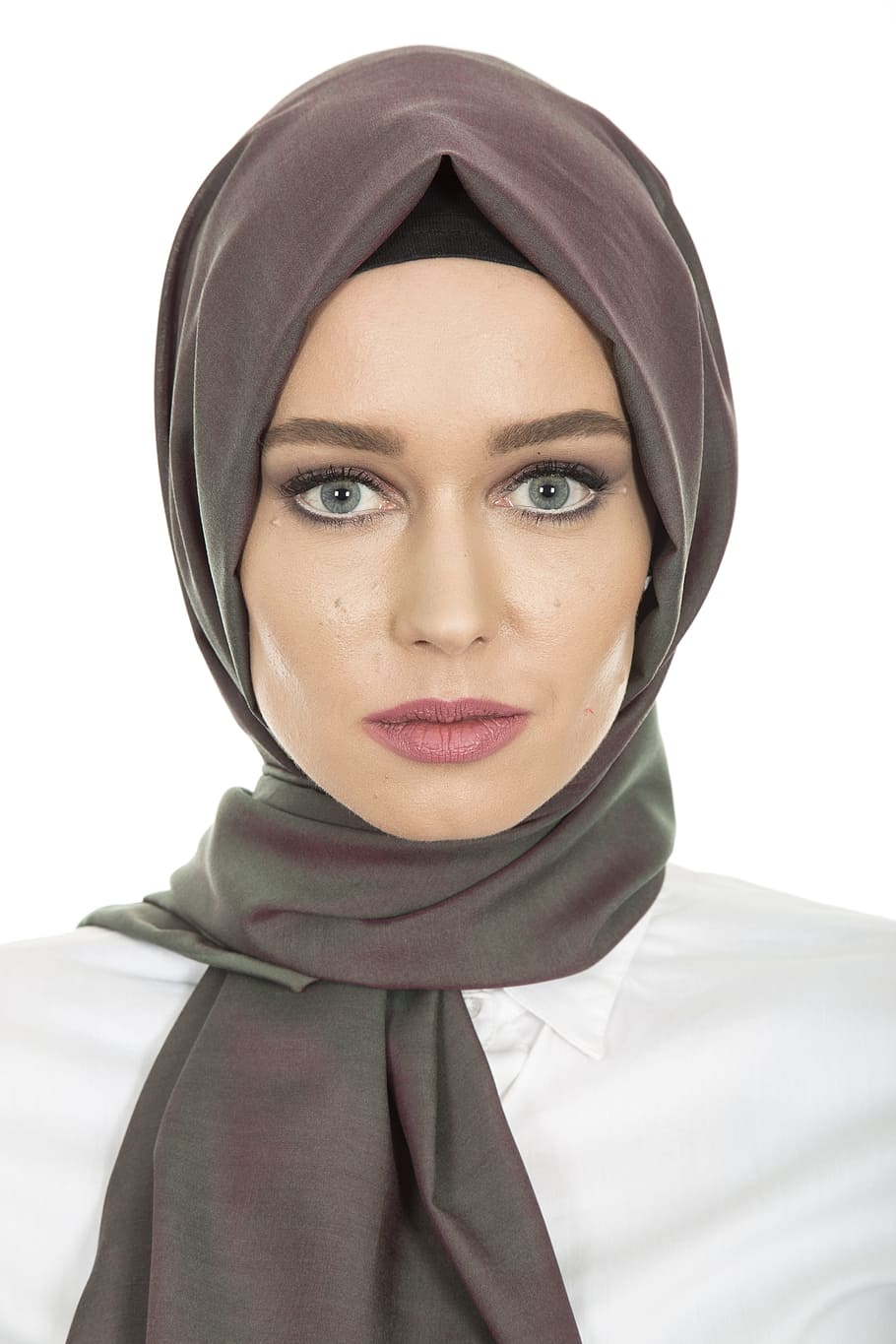 closeup, woman, face, women's, fashion, islam, clothes, headscarf, hijab, the young woman