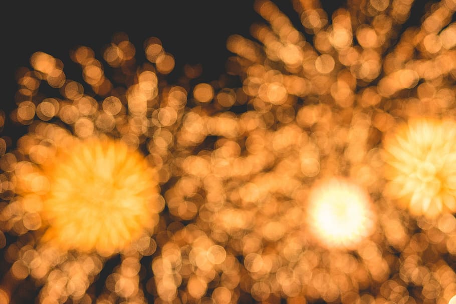 Fondo de luces de fuegos artificiales # 2, Bokeh, elegante, dorado, fuegos artificiales, luces, fondo, 2018, 4 de julio, resumen