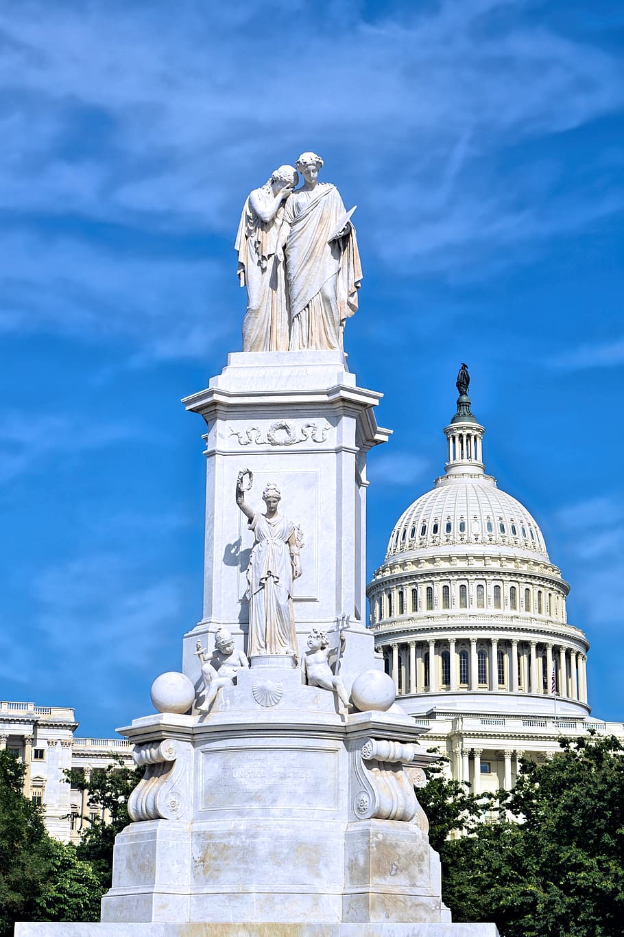 statue, sculpture, washington dc, historic, landmark, monument, art and craft, representation, human representation, sky