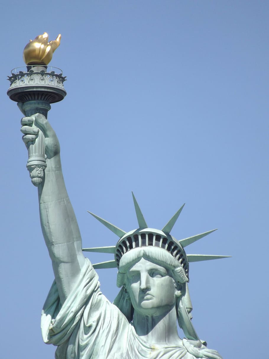 estátua, estátua da liberdade, nova lorque, escultura, céu, destinos de viagem, liberdade, céu claro, arquitetura, viagem