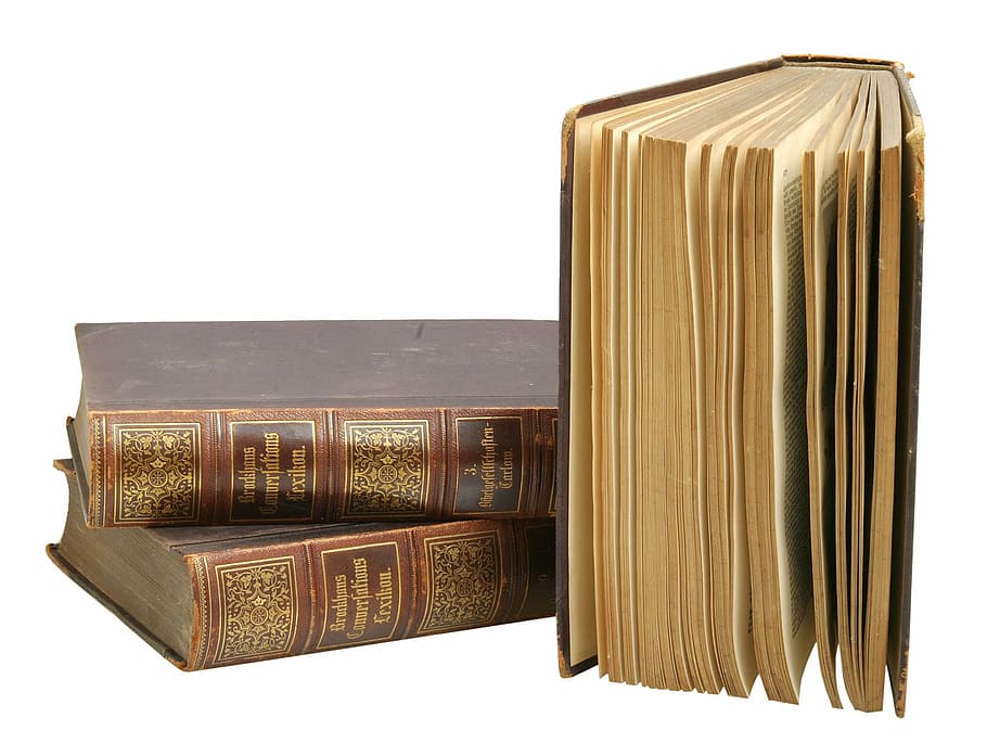 three, brown, hardbound, books, antiquariat, antique, leather covers, book, used books, antiquarian