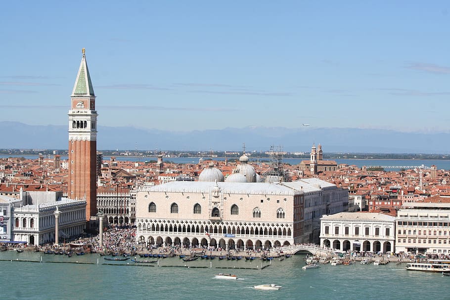 foto pemandangan, rumah desa, Piazza San Marco, San Marco, Venesia, Doge'S Palace, venice, perjalanan kota, italia, pemandangan kota